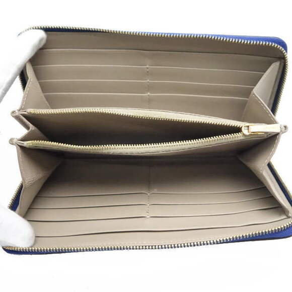 Celine Wallet Round Zip Long Calf Leather Navy Blue - Picture 2 of 6